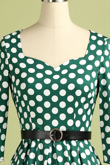 V-neck 3/4 Length Sleeves Swing Dress